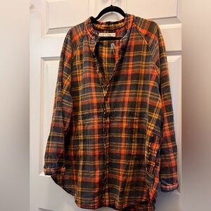 Free People Plaid Flannel Shirt Jacket